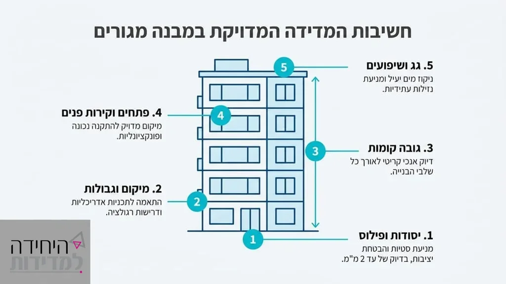 מודד מוסמך מבצע מדידה לבית משותף