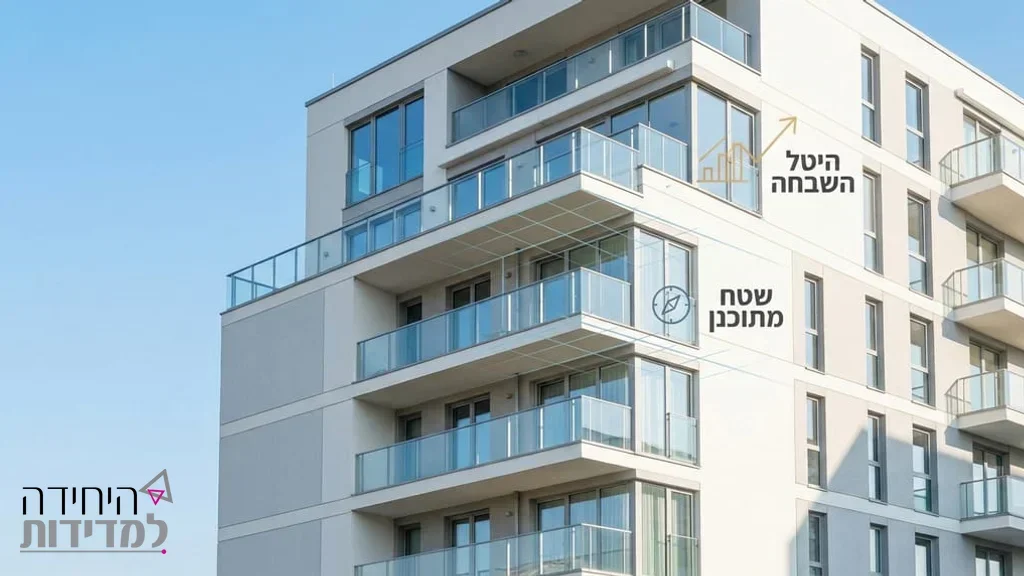חזית מבנה מגורים ומרפסות