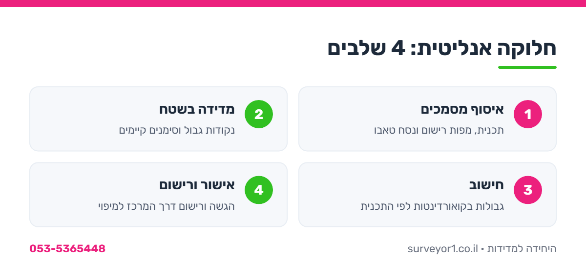 אינפוגרפיקה: ארבעת השלבים בחלוקה אנליטית של מגרש